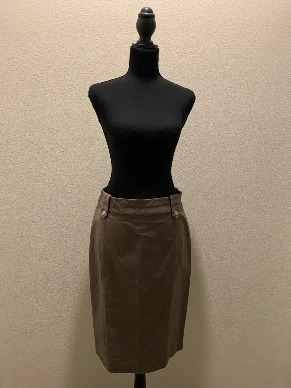 Banana Republic Brown Pencil Skirt with Gold Buttons (Size 6)